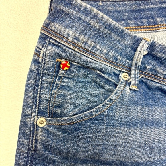 Hudson Med Wash Collin Mid-Rise Skinny Boyfriend Stretch Ankle Jeans (28) - Picture 5 of 14